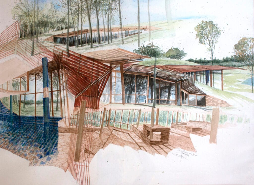 Gert Wingårdh är arkitekten bakom Öijared Resorts klubbhus. Bilden föreställer en av de tidiga skisserna.